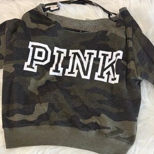 PINK Victoria's Secret off shoulder Camo Sweatshirt